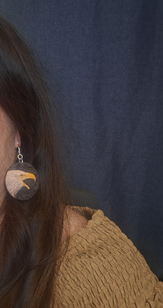 Wooden earrings: Vintage eagle