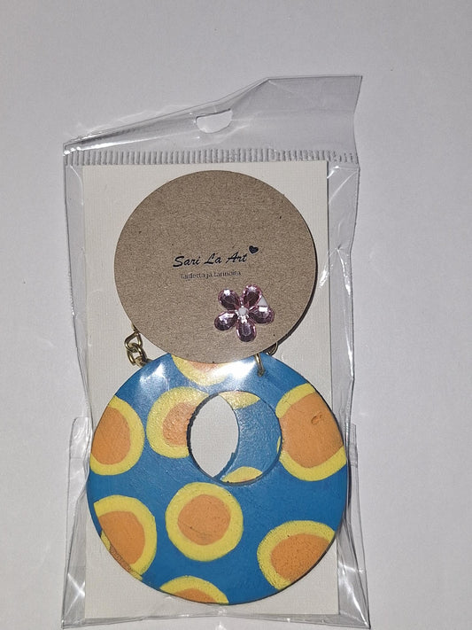 Puukorvakorut käsinmaalatut, moniväriset