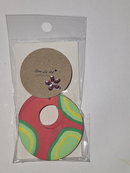 Puukorvakorut käsinmaalatut, moniväriset