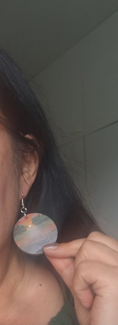 Wooden Earrings: Vintage Sunset