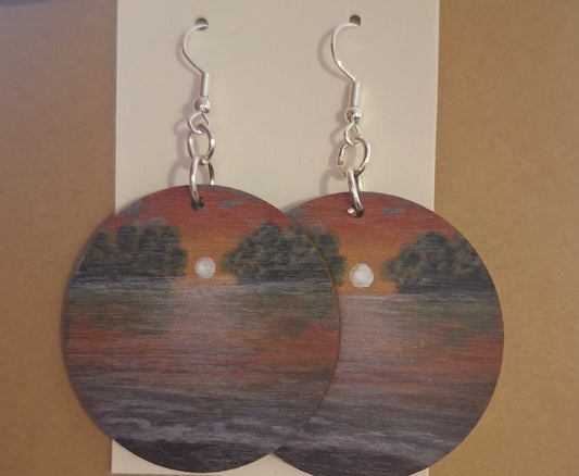 Puukorvakorut: Vintage auringon lasku